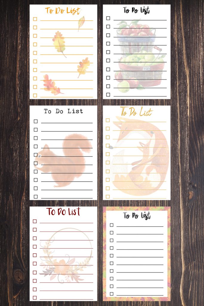 5x7 Free Printable Fall To Do Lists