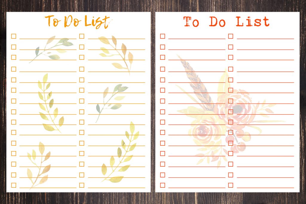 8 x 10 Free Printable Two Column To Do Lists