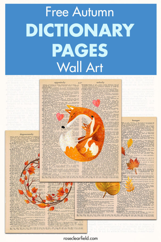 Free Autumn Dictionary Pages Wall Art