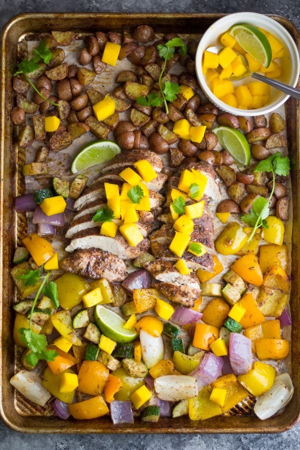 Jamaican Chicken Sheet Pan Dinner Sweet Peas and Saffron