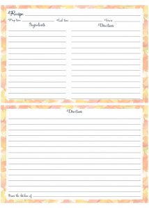 Printable Fall Recipe Card 4x6 Leaf Border