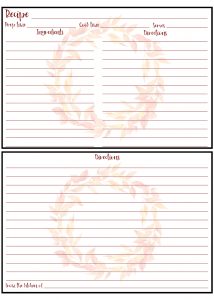 Printable Fall Recipe Card 4x6 Wreath