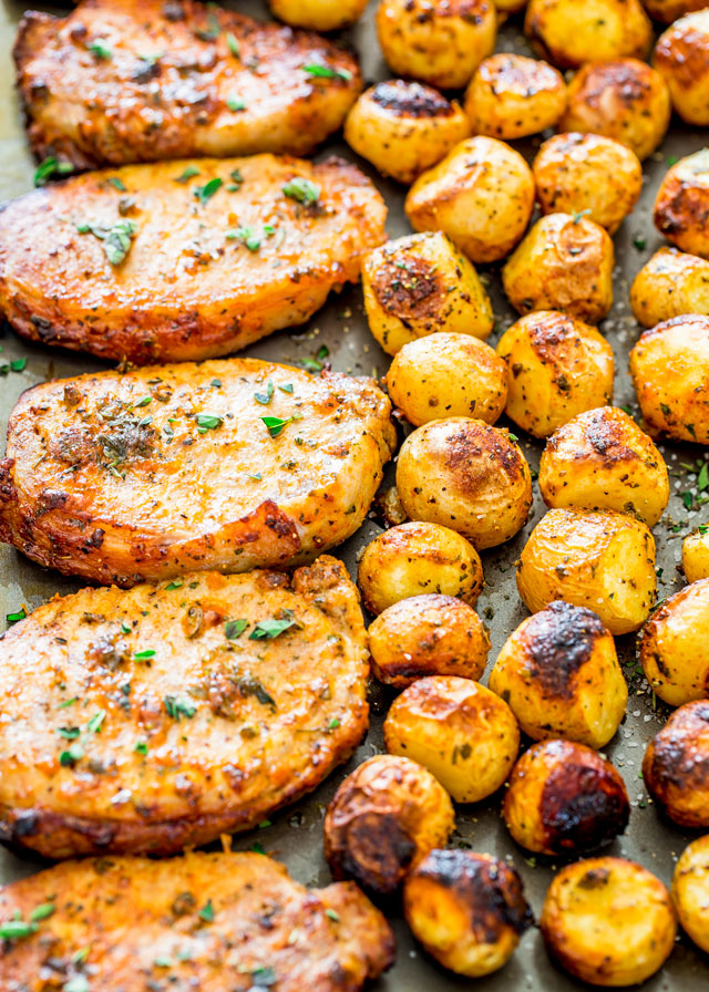 Ranch Pork Chops and Potatoes Sheet Pan Dinner Jo Cooks