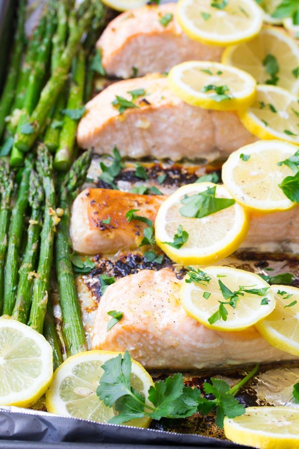 Sheet Pan Lemon Garlic Salmon and Asparagus