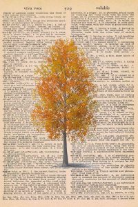Vintage Dictionary Page Printable Autumn Tree