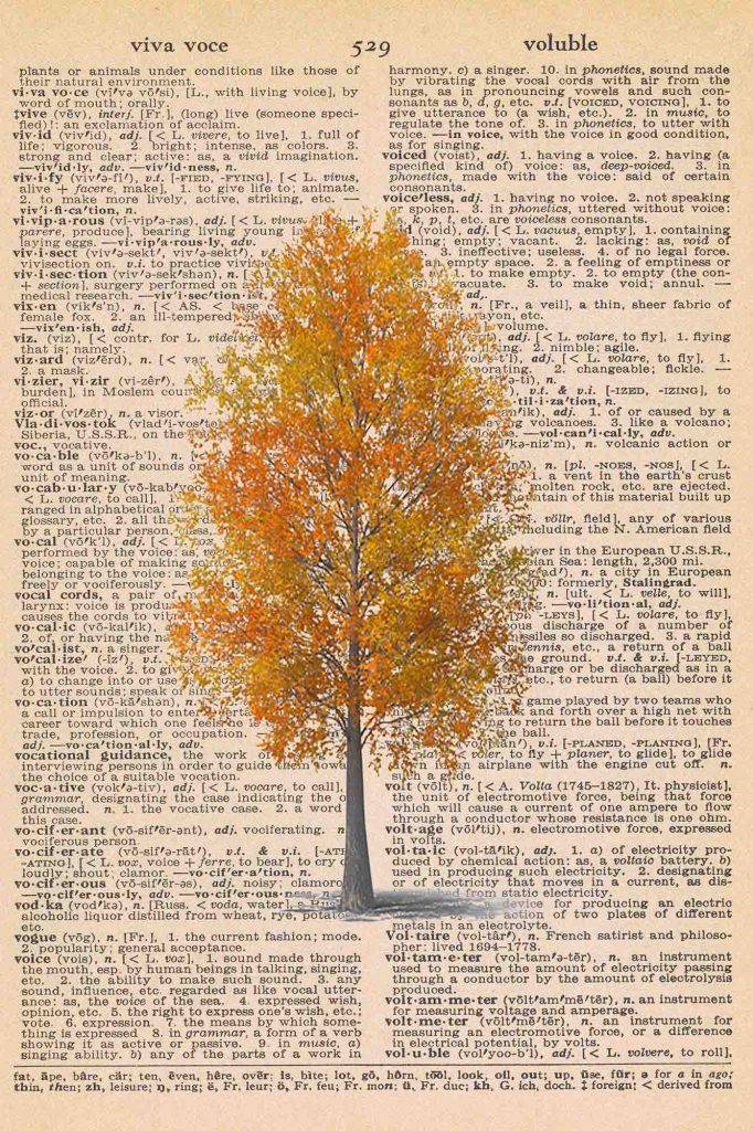 Vintage Dictionary Page Printable Autumn Tree