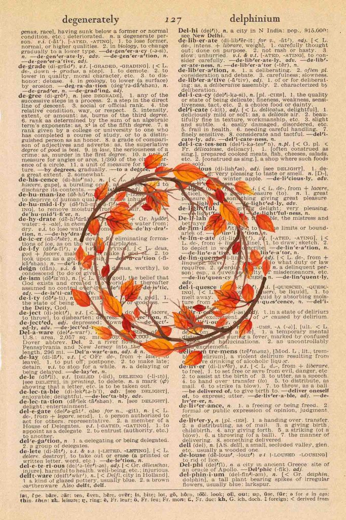 Vintage Dictionary Page Printable Autumn Wreath