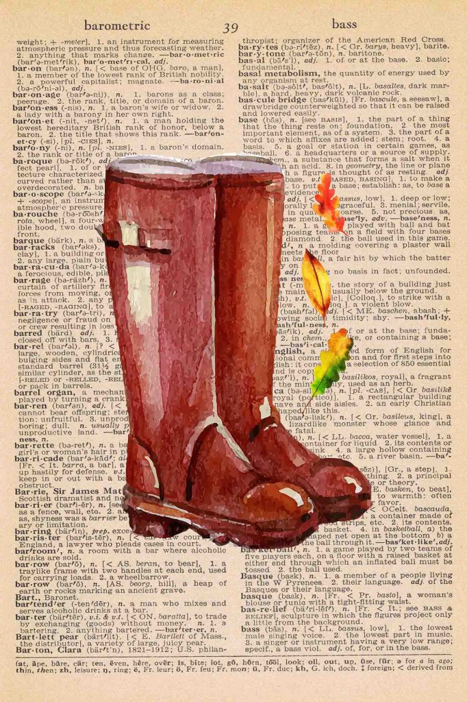 Vintage Dictionary Page Printable Rain Boots