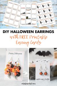 DIY Halloween Earrings with Free Printable Earring Cards