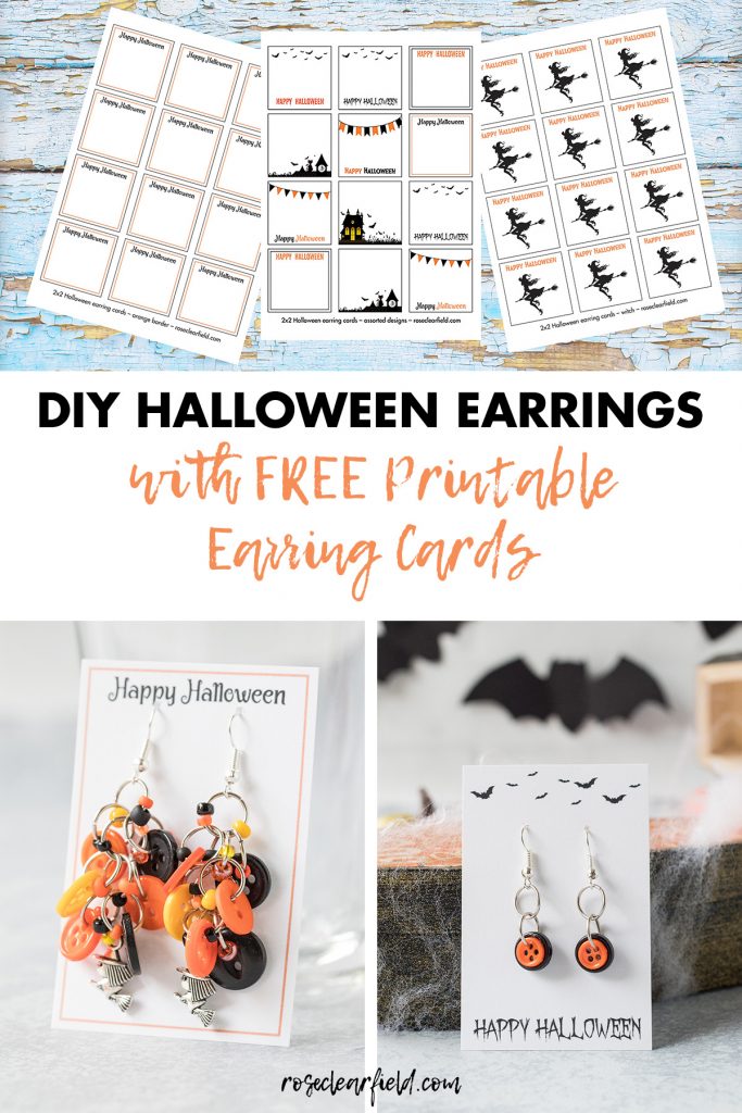 DIY Halloween Earrings with Free Printable Earring Cards