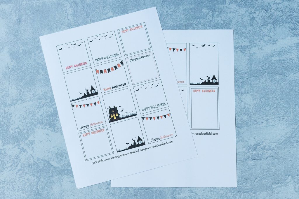 Free Printable Halloween Earring Cards Instructions