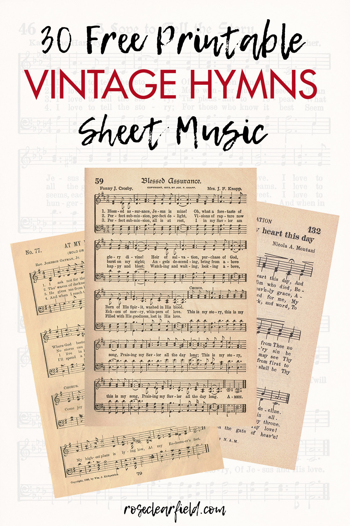Free Printable Vintage Hymns Sheet Music • Rose Clearfield