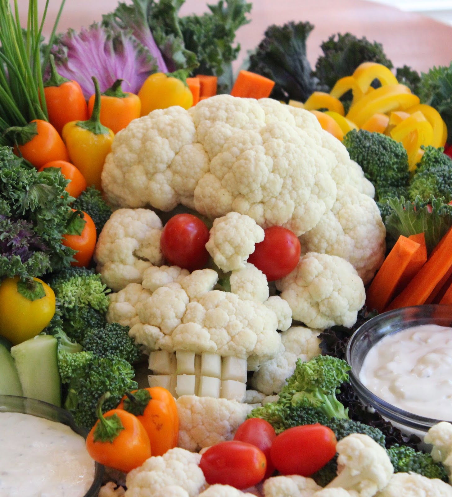 Halloween Cauliflower Skull Veggie Platter Vegan Mom Blog