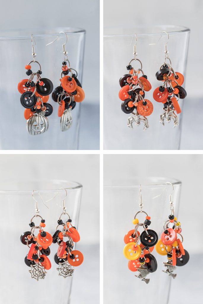 Halloween Button Dangle Earrings Collage