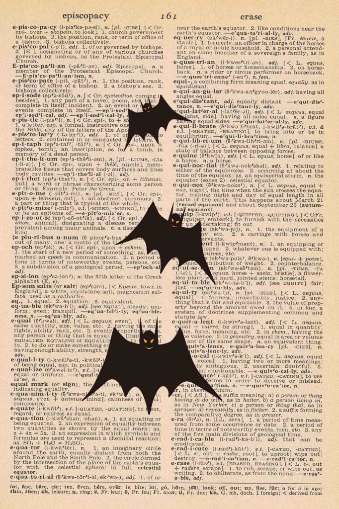 Halloween Vintage Dictionary Page Printable Bats