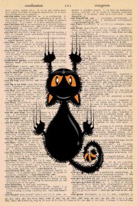 Halloween Vintage Dictionary Page Printable Black Cat