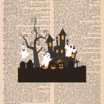 Halloween Vintage Dictionary Page Printable Classic Halloween Scene