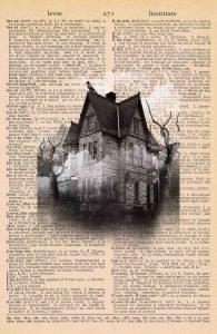 Halloween Vintage Dictionary Page Printable Creepy House