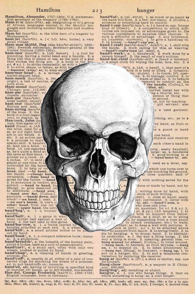 Halloween Vintage Dictionary Page Printable Skull