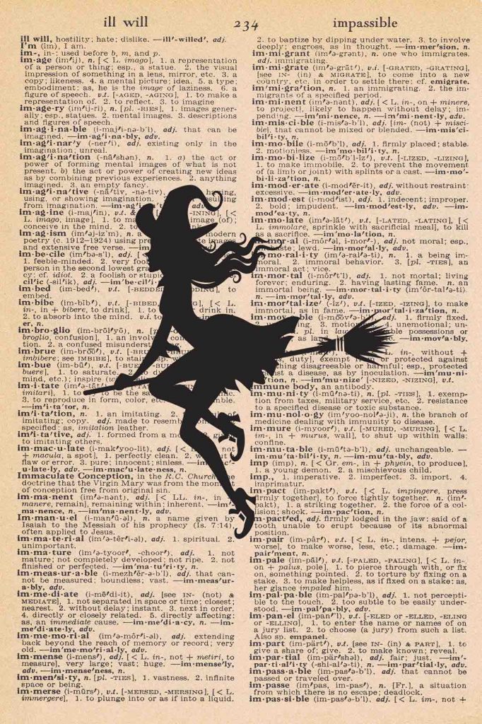 Halloween Vintage Dictionary Page Printable Witch