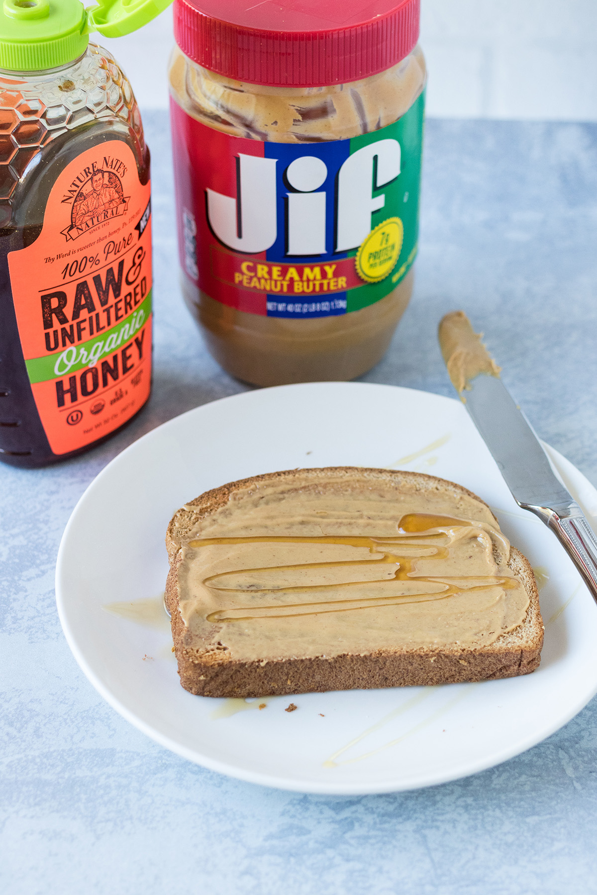 Whole Grain Toast with Peanut Butter and Honey