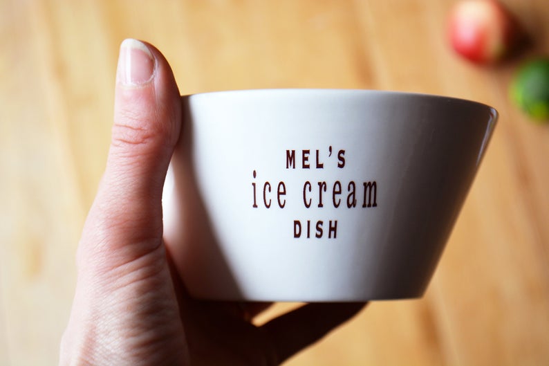 Personalized Ice Cream Dish Hallesophiagifts on Etsy