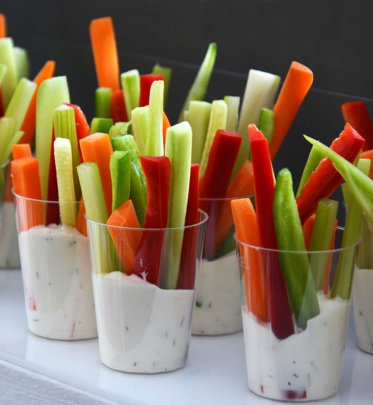 Veggie Cups with Low Fat Herb Dip Archana's Kitchen