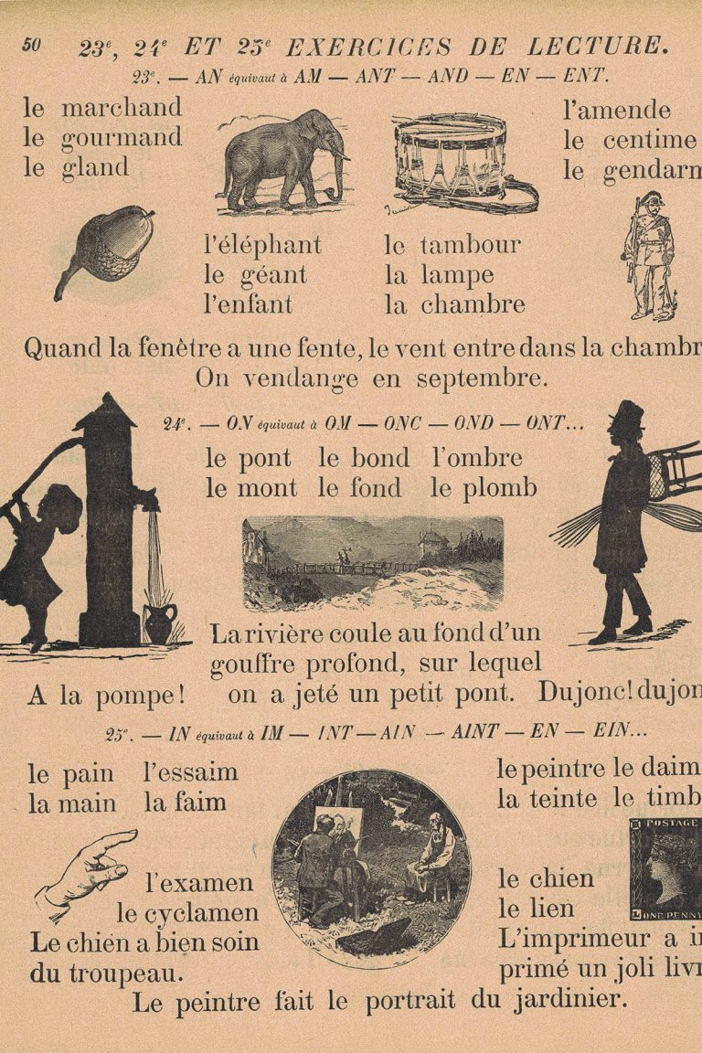Free Vintage French Primer Book Pages and Illustrations Rose Clearfield