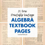20 Free Printable Vintage Algebra Textbook Pages