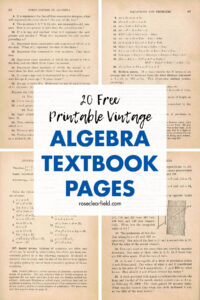 20 Free Printable Vintage Algebra Textbook Pages