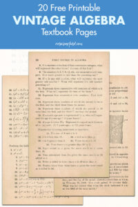 20 Free Printable Vintage Algebra Textbook Pages