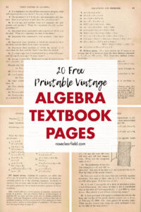 20 Free Printable Vintage Algebra Textbook Pages