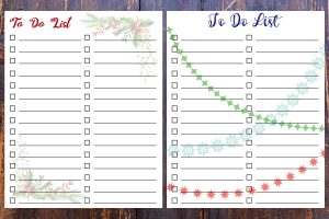 8 x 10 Free Printable Holiday Two-Column To-Do Lists