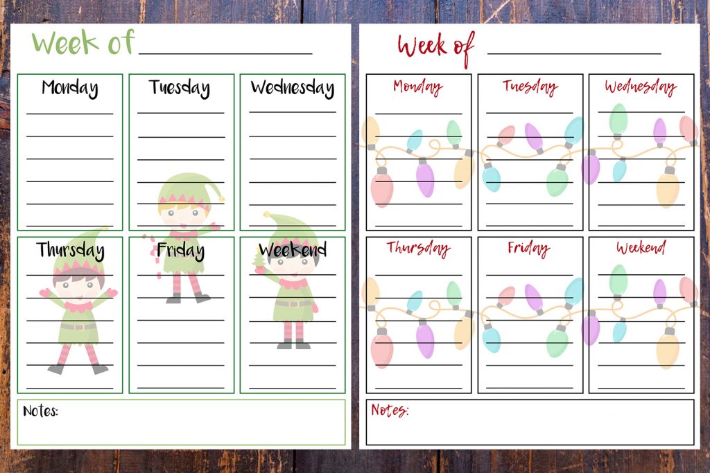 8 x 10 Free Printable Week Of Holiday To-Do Lists