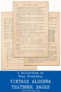 A Collection of Free Printable Vintage Algebra Textbook Pages