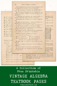 A Collection of Free Printable Vintage Algebra Textbook Pages