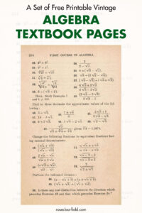 A Set of Free Printable Vintage Algebra Textbook Pages