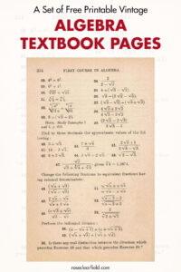 A Set of Free Printable Vintage Algebra Textbook Pages