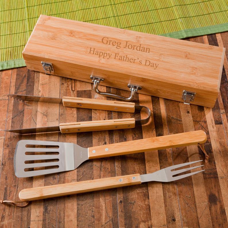 Barbecue Grilling Set With Bamboo Case RCPersonalizedGifts on Etsy