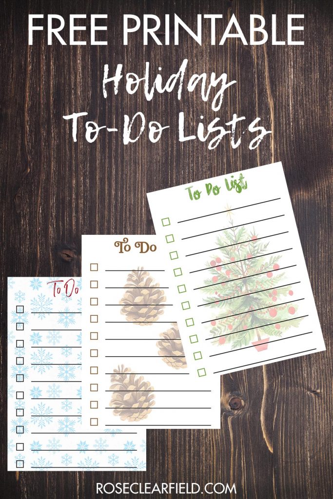 Free Printable Holiday To-Do Lists - Rose Clearfield