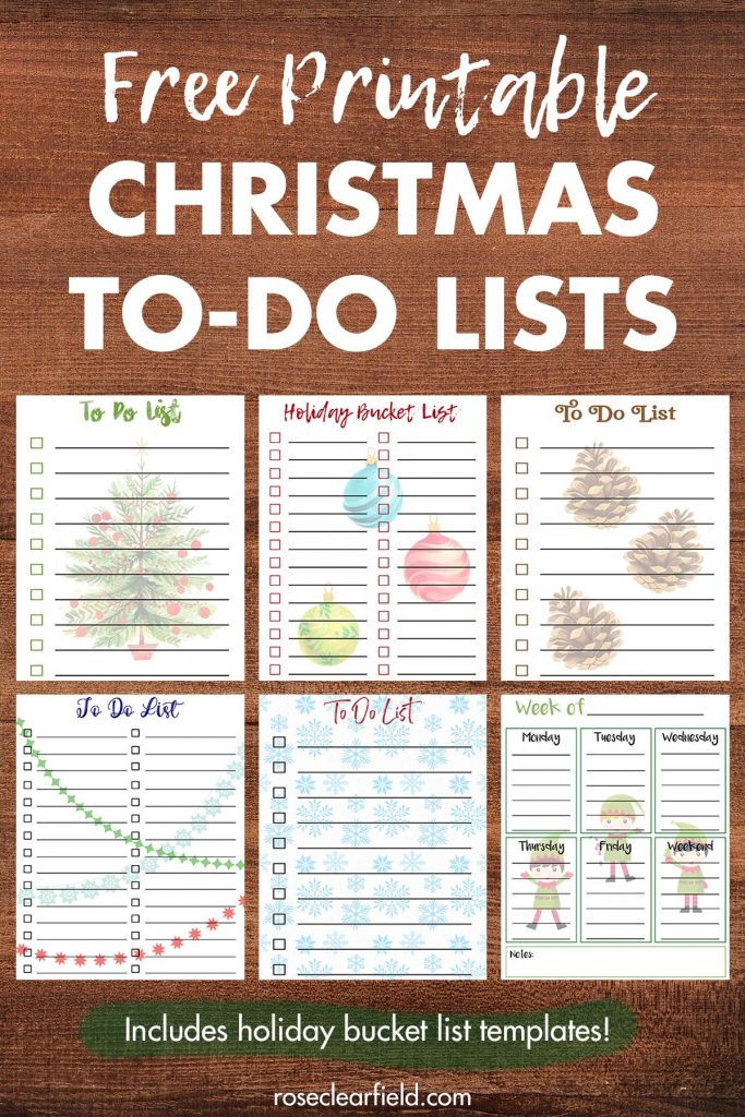 Free Printable Holiday To-Do Lists - Rose Clearfield
