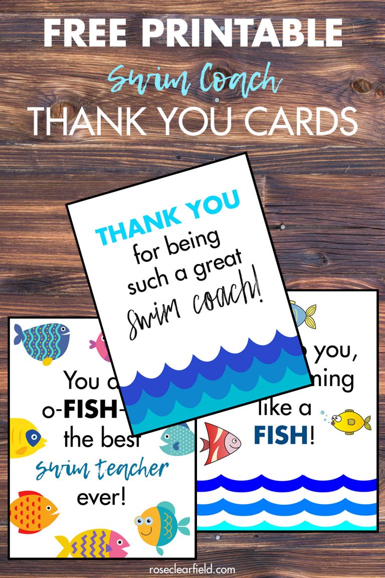 Free Printable Swim Coach Thank You Cards • Rose Clearfield