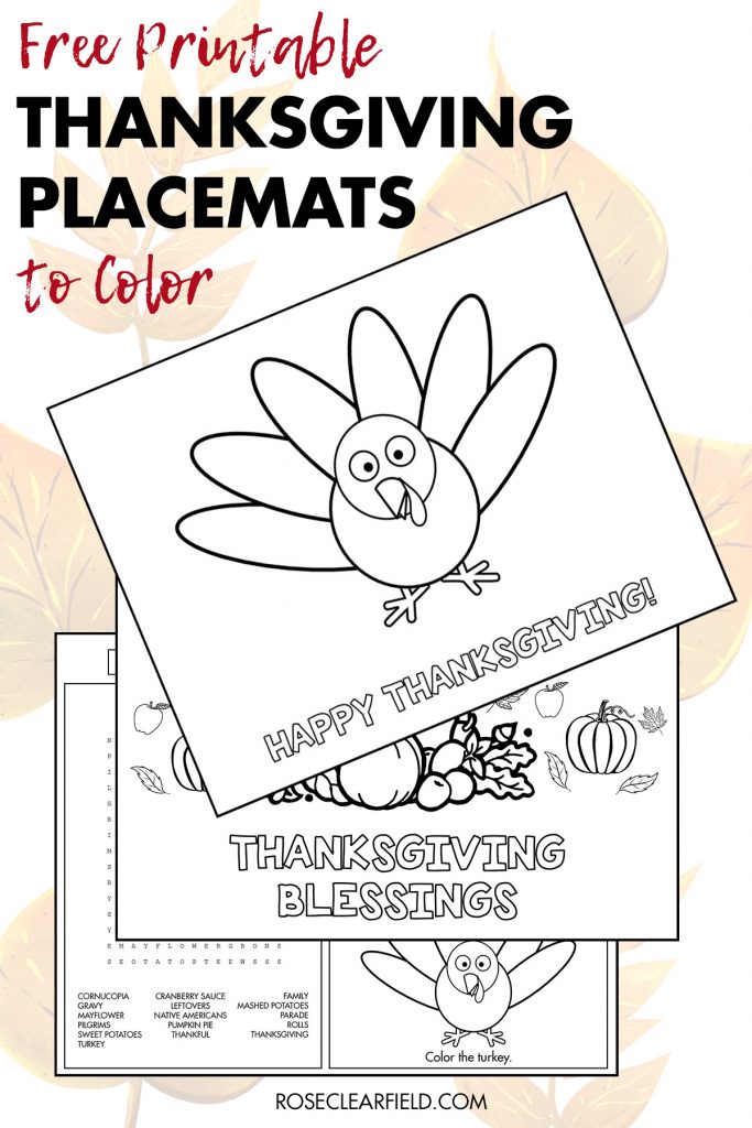 Free Printable Thanksgiving Placemats to Color