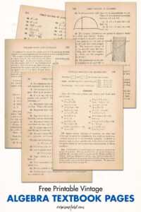 Free Printable Vintage Algebra Textbook Pages
