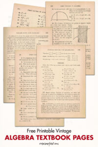 Free Printable Vintage Algebra Textbook Pages