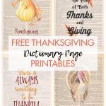 Free Thanksgiving Dictionary Page Printables