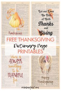 Free Thanksgiving Dictionary Page Printables