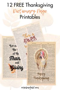 Free Thanksgiving Dictionary Page Printables
