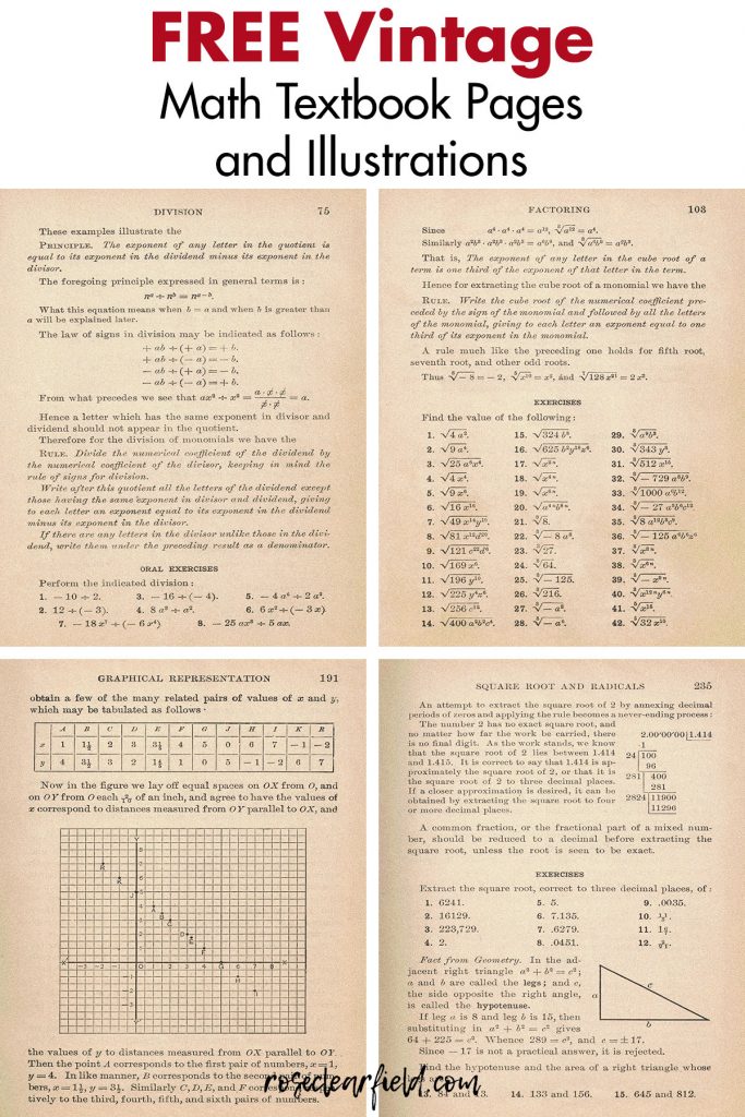 Free Vintage Math Textbook Pages and Illustrations • Rose Clearfield
