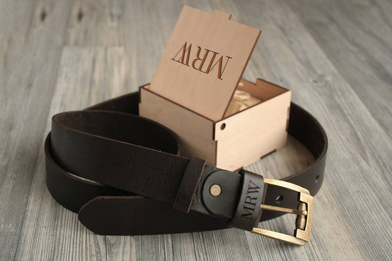 Handmade Leather Belt WoodPresentStudio on Etsy